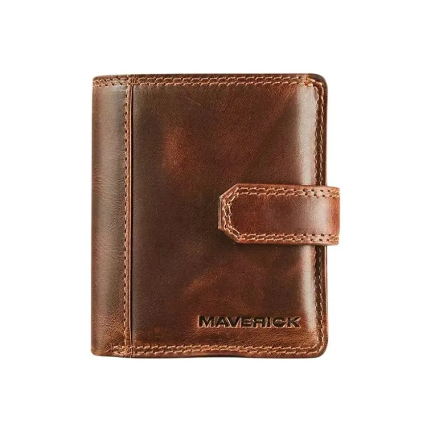 Maverick The Original - Portefeuille - compact RFID - cuir de vachette pleine fleur tanné végétal - brun