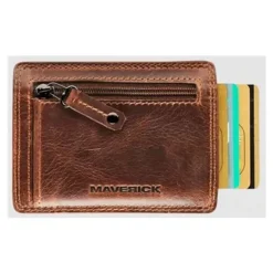 Maverick The Original - Portefeuille - slim RFID - cuir de vachette pleine fleur tanné végétal - brun