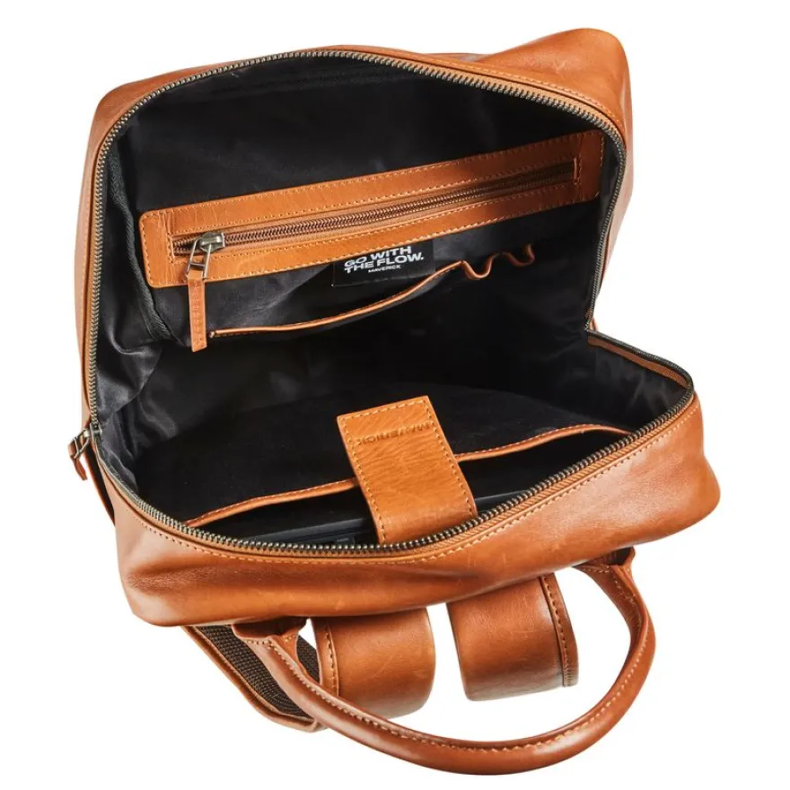 Maverock New Men - Sac à dos pour ordinateur portable 15" - cuir - cognac