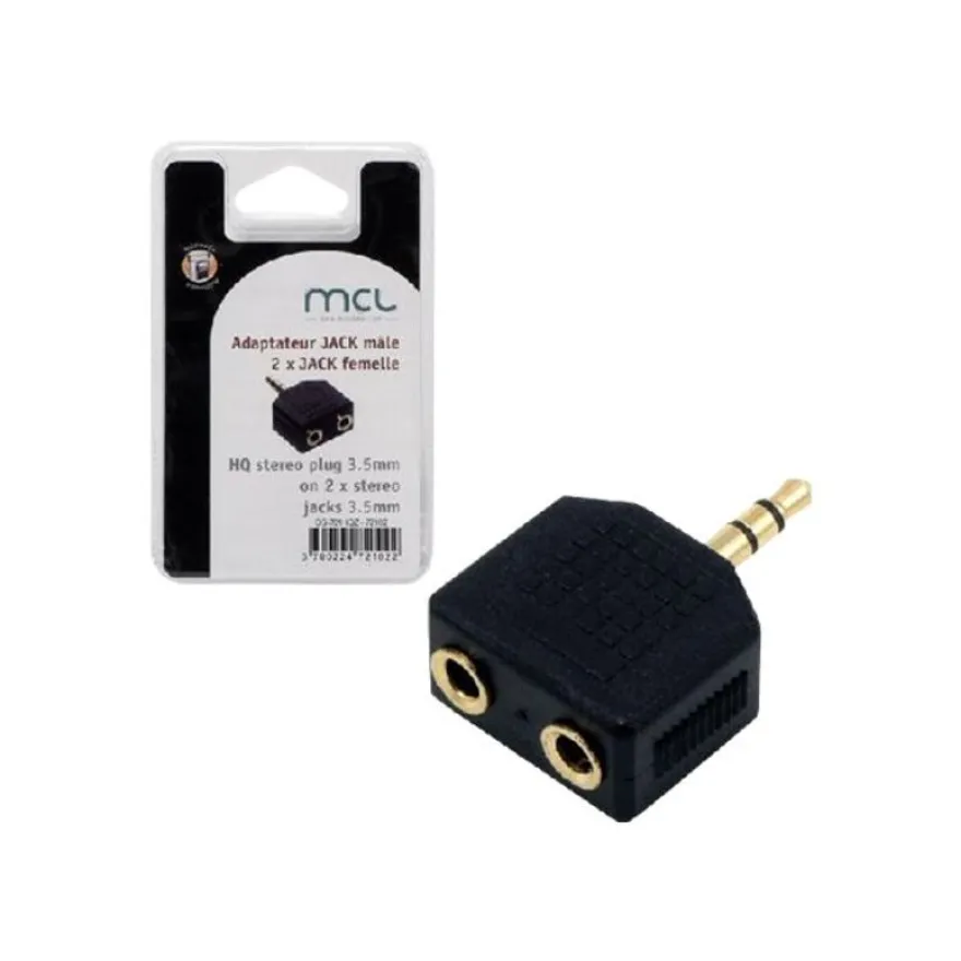 MCL Samar - adaptateur audio/stéréo JACK 3.5 (M) vers 2 prises JACK 3.5 (F) - haute qualité