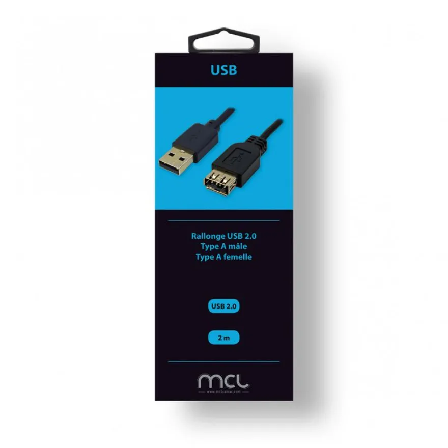 MCL Samar - Rallonge de câble USB 2.0 type A (M) vers USB 2.0 type A (F) - 2 m
