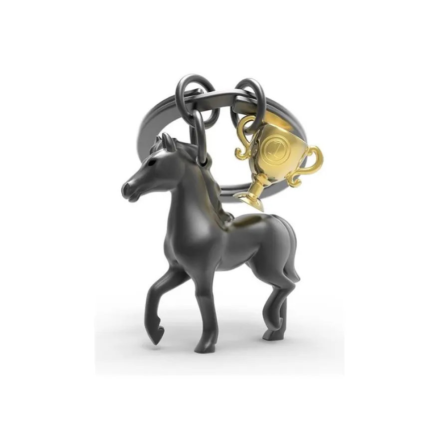 Metalmorphose - Porte-clés - cheval noir et son trophée