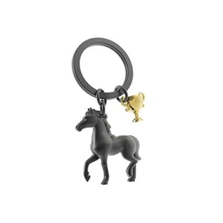 Metalmorphose - Porte-clés - cheval noir et son trophée