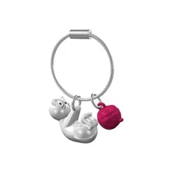 Metalmorphose - Porte-clés - chat blanc et sa pelote de laine