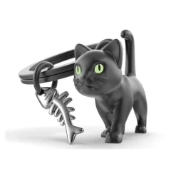 Metalmorphose - Porte-clés - chat noir yeux phosphorescents