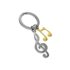 Metalmorphose - Porte-clés - clé de sol et note de musique dorée