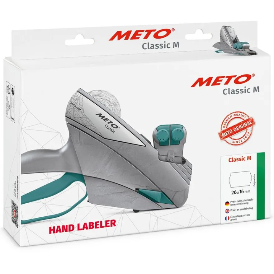 METO Proline - Etiqueteuse 2 lignes - fourni avec 1000 étiquettes blanches 26 x 16 mm
