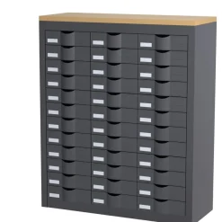 Meuble de rangement - 3 colonnes et 36 tiroirs - H106,5 x L87 x P33,5 cm - anthracite