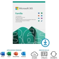 Microsoft 365 Famille - Code d'activation envoyé par email valable pour 6 appareils pendant 1 an