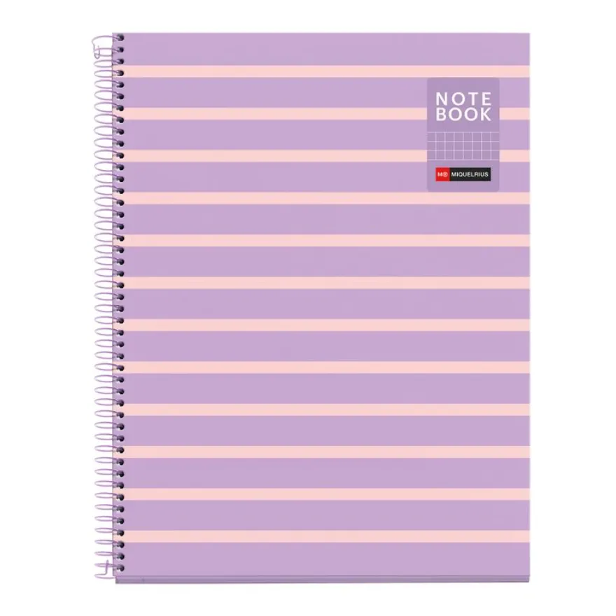 Miquelrius Notebook Between the lines - Cahier à spirale - A4 - 80 feuilles - petits carreaux (5x5 mm) - mauve
