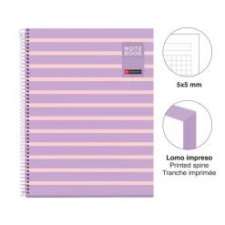 Miquelrius Notebook Between the lines - Cahier à spirale - A4 - 80 feuilles - petits carreaux (5x5 mm) - mauve