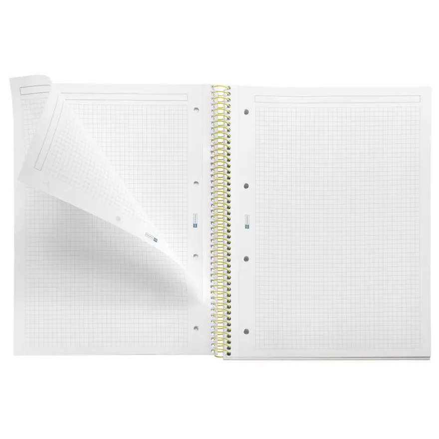 Miquelrius Notebook Between the lines - Cahier à spirale - A4 - 80 feuilles - petits carreaux (5x5 mm) - citron