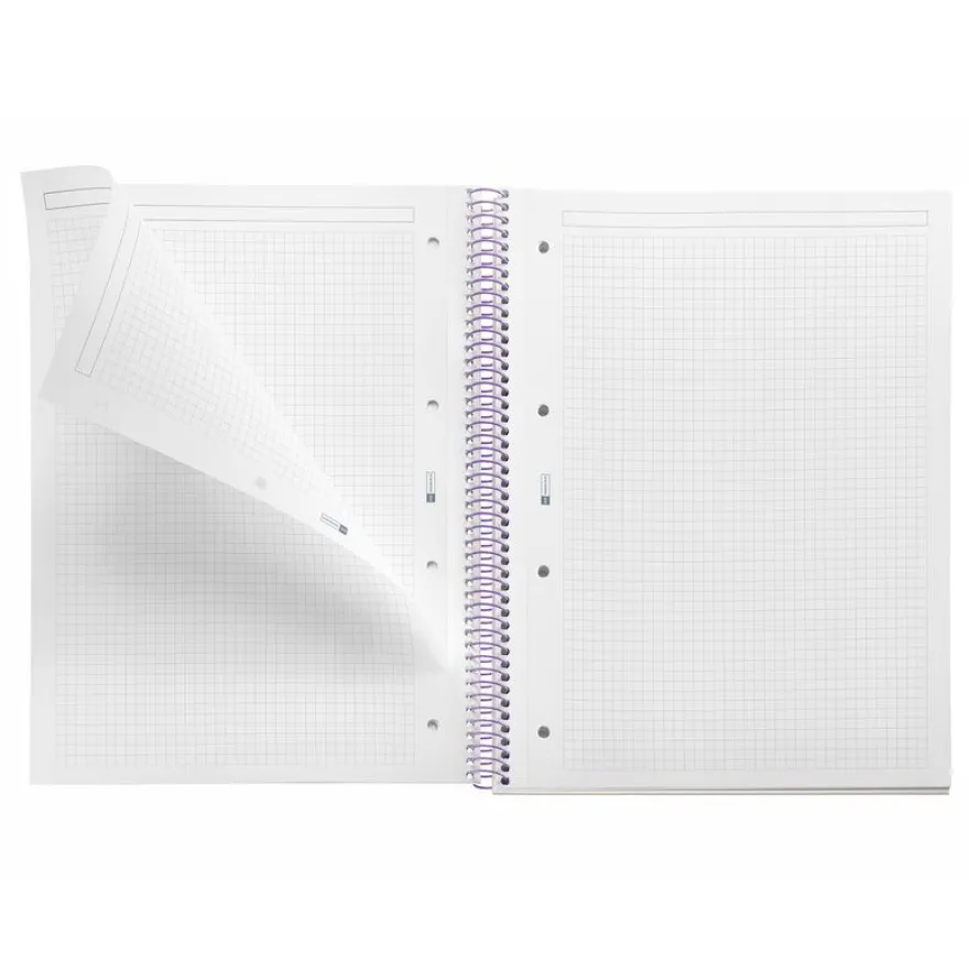 Miquelrius Notebook Between the lines - Cahier à spirale - A4 - 80 feuilles - petits carreaux (5x5 mm) - cendre