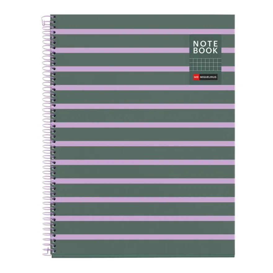 Miquelrius Notebook Between the lines - Cahier à spirale - A4 - 80 feuilles - petits carreaux (5x5 mm) - cendre