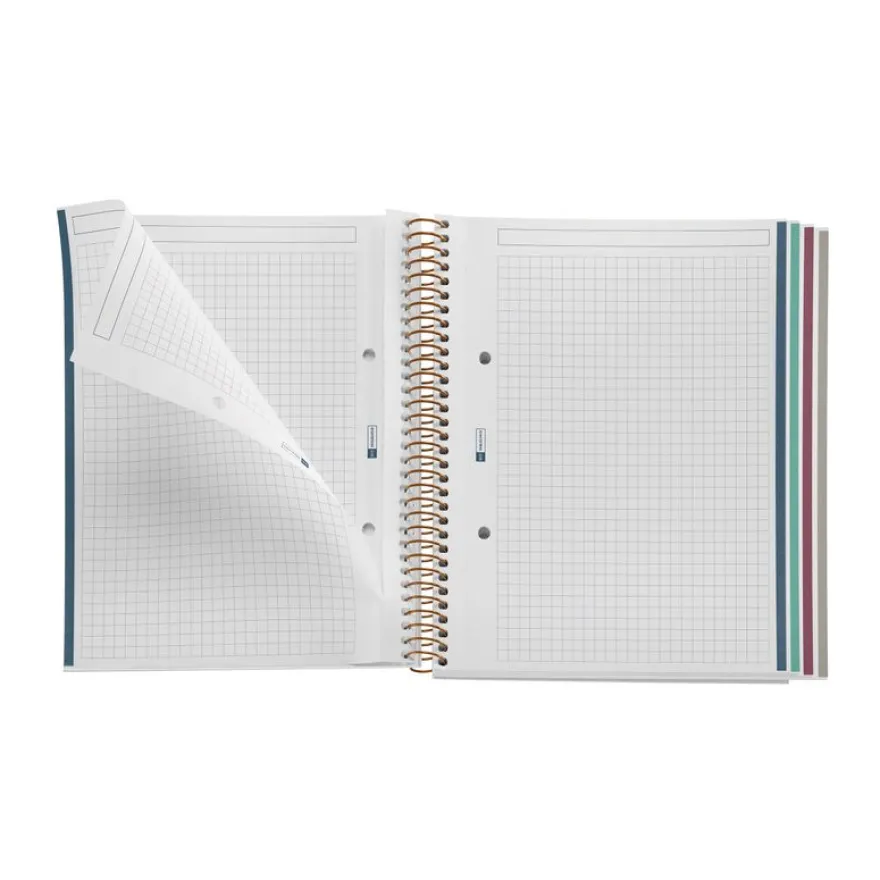 Miquelrius Notebook design Lifestyle - Cahier à spirale - A5 - 100 feuilles - petits carreaux (5x5 mm) - spring crème