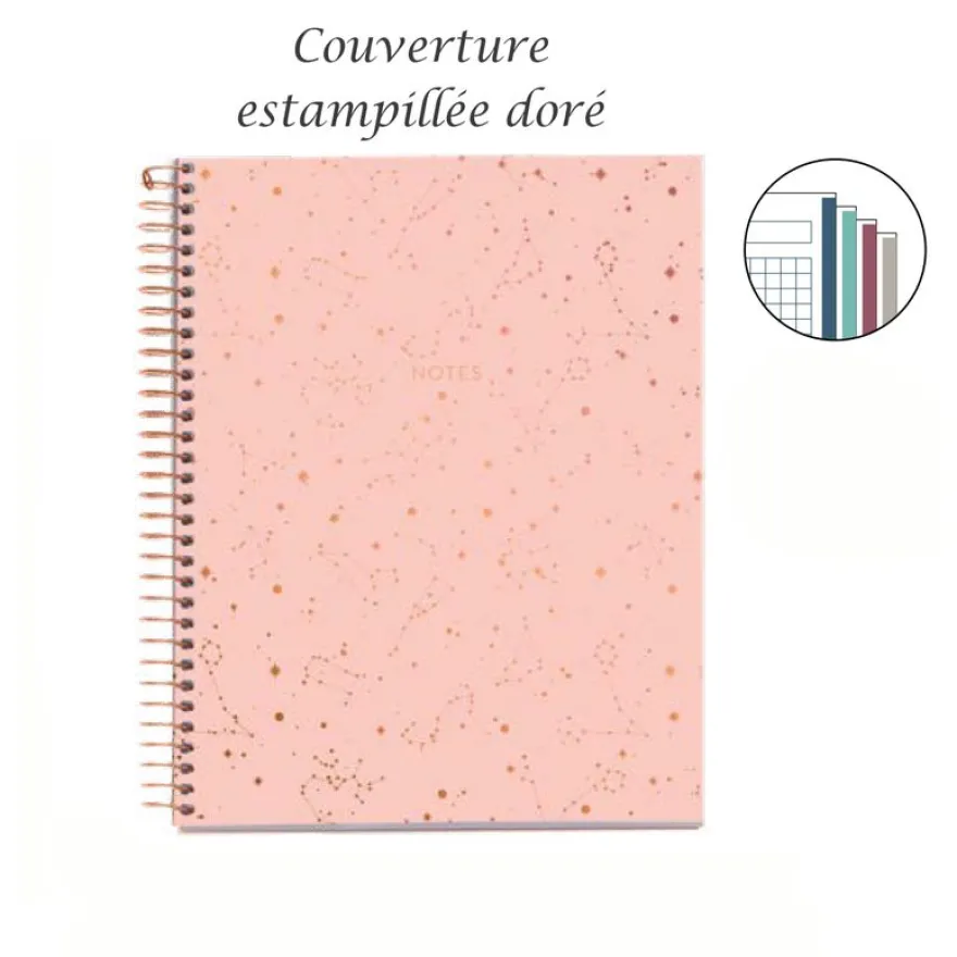 Miquelrius Notebook design Lifestyle - Cahier à spirale - A5 - 100 feuilles - petits carreaux (5x5 mm) - constellation