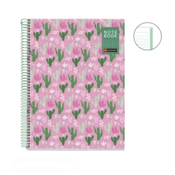 Miquelrius Notebook design Natura - Cahier à spirale - A5 - 80 feuilles - petits carreaux (5x5 mm) - cactus