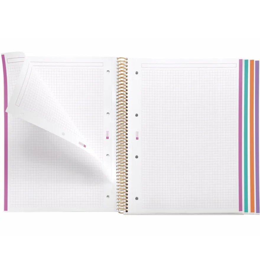 Miquelrius Notebook design Lifestyle - Cahier à spirale - A4 - 100 feuilles - petits carreaux (5x5 mm) - tropical foodie