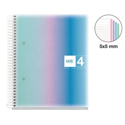 Miquelrius Notebook design Aurora - Cahier à spirale - A5 - 120 feuilles - petits carreaux (5x5 mm) - santorini