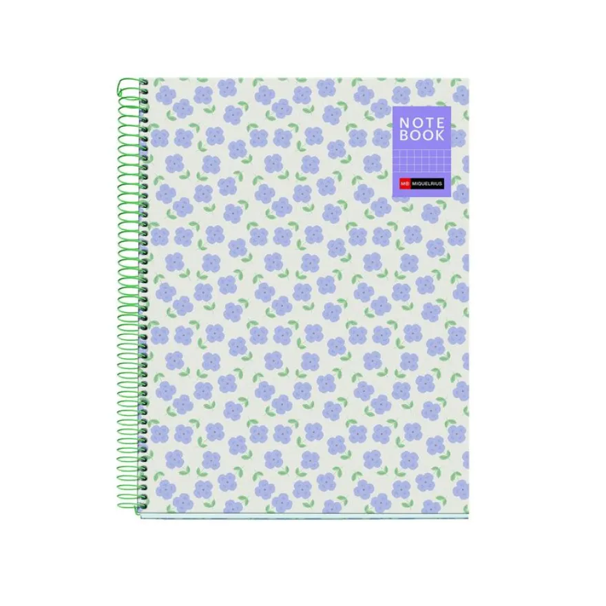 Miquelrius Notebook design Natura - Cahier à spirale - A5 - 80 feuilles - petits carreaux (5x5 mm) - violet