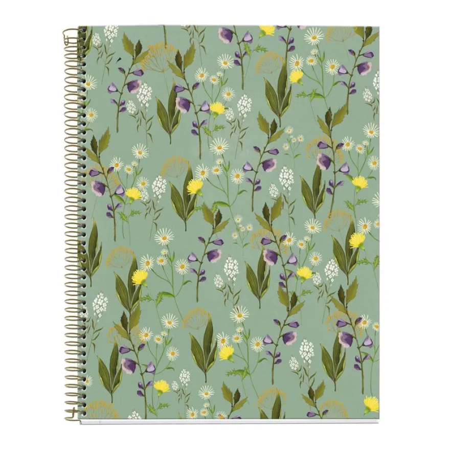 Miquelrius Notebook design Lifestyle - Cahier à spirale - A4 - 100 feuilles - petits carreaux (5x5 mm) - garden vert