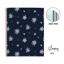 Miquelrius Notebook design Lifestyle - Cahier à spirale - A4 - 100 feuilles - petits carreaux (5x5 mm) - sparkles