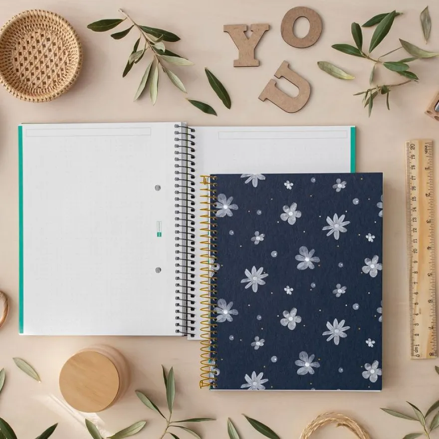 Miquelrius Notebook design Lifestyle - Cahier à spirale - A4 - 100 feuilles - petits carreaux (5x5 mm) - sparkles