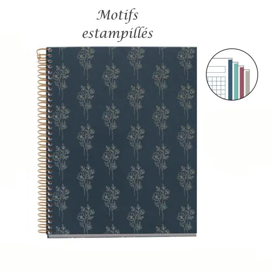 Miquelrius Notebook design Lifestyle - Cahier à spirale - A5 - 100 feuilles - petits carreaux (5x5 mm) - bouquet british bloom