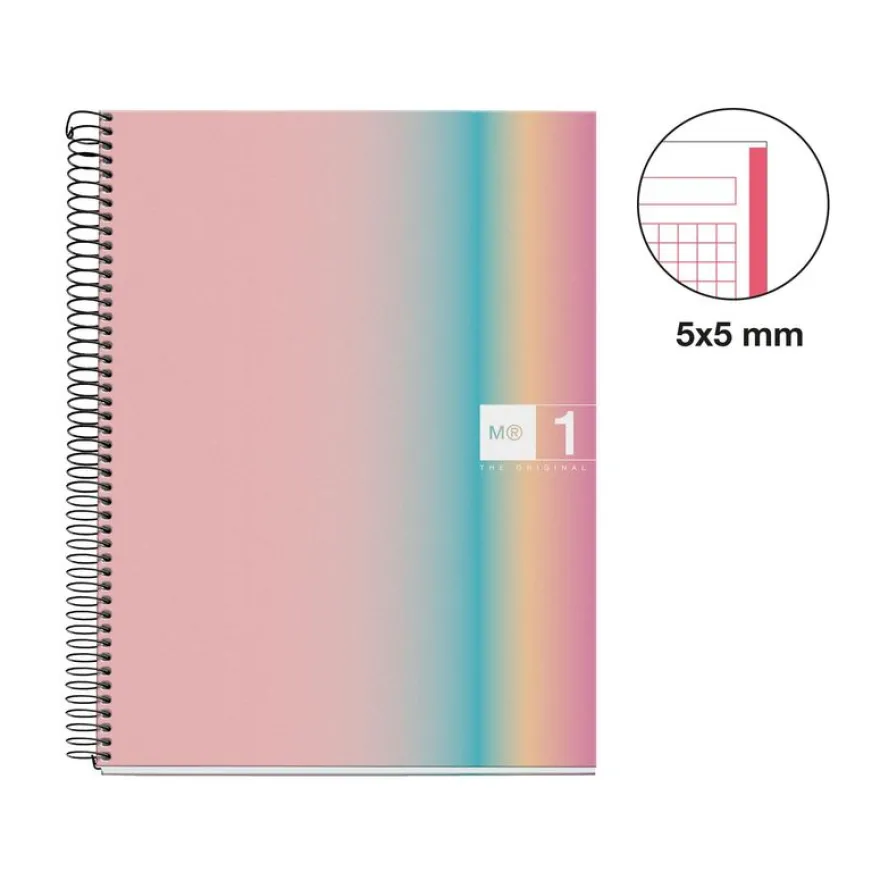 Miquelrius Notebook design Aurora - Cahier à spirale - A5 - 80 feuilles - petits carreaux (5x5 mm) - west bay
