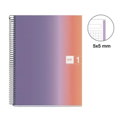 Miquelrius Notebook design Aurora - Cahier à spirale - A5 - 80 feuilles - petits carreaux (5x5 mm) - provence