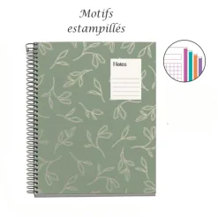 Miquelrius Notebook design Lifestyle - Cahier à spirale - A5 - 100 feuilles - petits carreaux (5x5 mm) - garden leaves