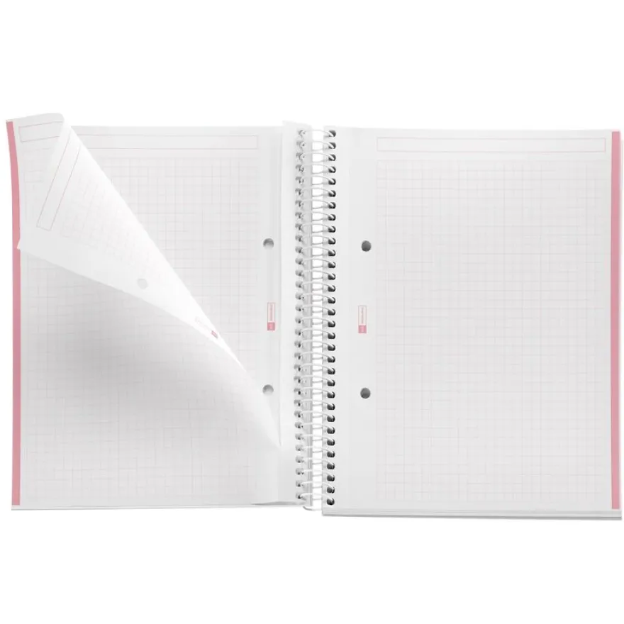 Miquelrius Notebook Emotions - Cahier à spirale - A5 - 80 feuilles - petits carreaux (5x5 mm) - rose