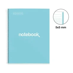 Miquelrius Notebook Emotions - Cahier à spirale - A5 - 80 feuilles - petits carreaux (5x5 mm) - bleu ciel