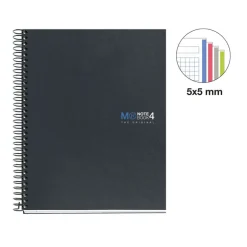 Miquelrius Notebook The original - Cahier à spirale - A5 - 160 feuilles - petits carreaux (5x5 mm) - grafit