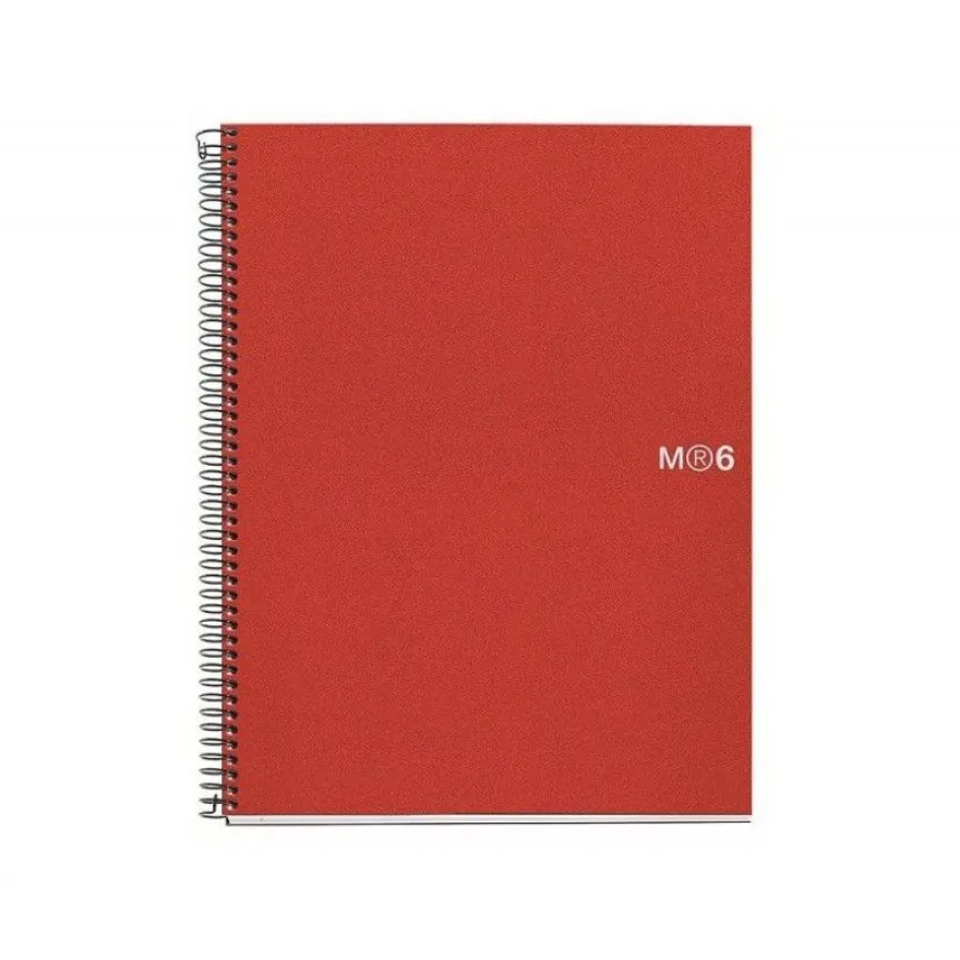 Miquelrius The Original - Cahier de notes - reliure à spirale - A4 (210 x 297 mm) - 150 feuilles / 300 pages - petits carreaux - 4 trous - rouge - polypropylène (PP)