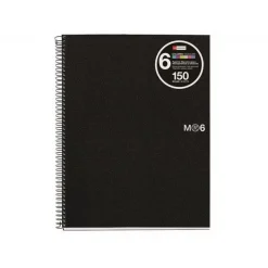 Miquelrius The Original - Cahier de notes - reliure à spirale - A4 - 150 feuilles / 300 pages - petits carreaux - 4 trous - noir - polypropylène (PP)