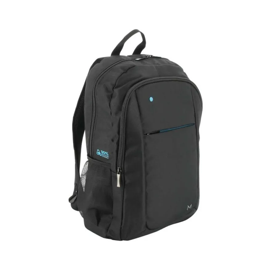Mobilis THE ONE Recycled - Sac à dos pour ordinateur portable 14-15,6" - zip bleu - 30% recyclé - noir