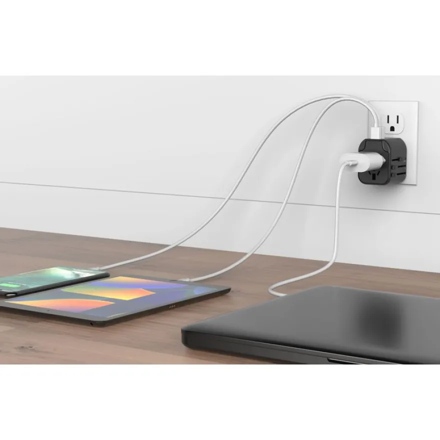 Mobility Lab - Adaptateur de voyage universel - 2 USB - noir