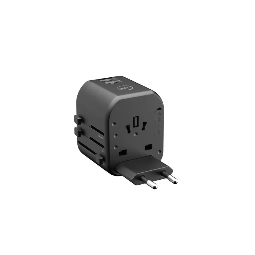 Mobility Lab - Adaptateur de voyage universel - 2 USB - noir