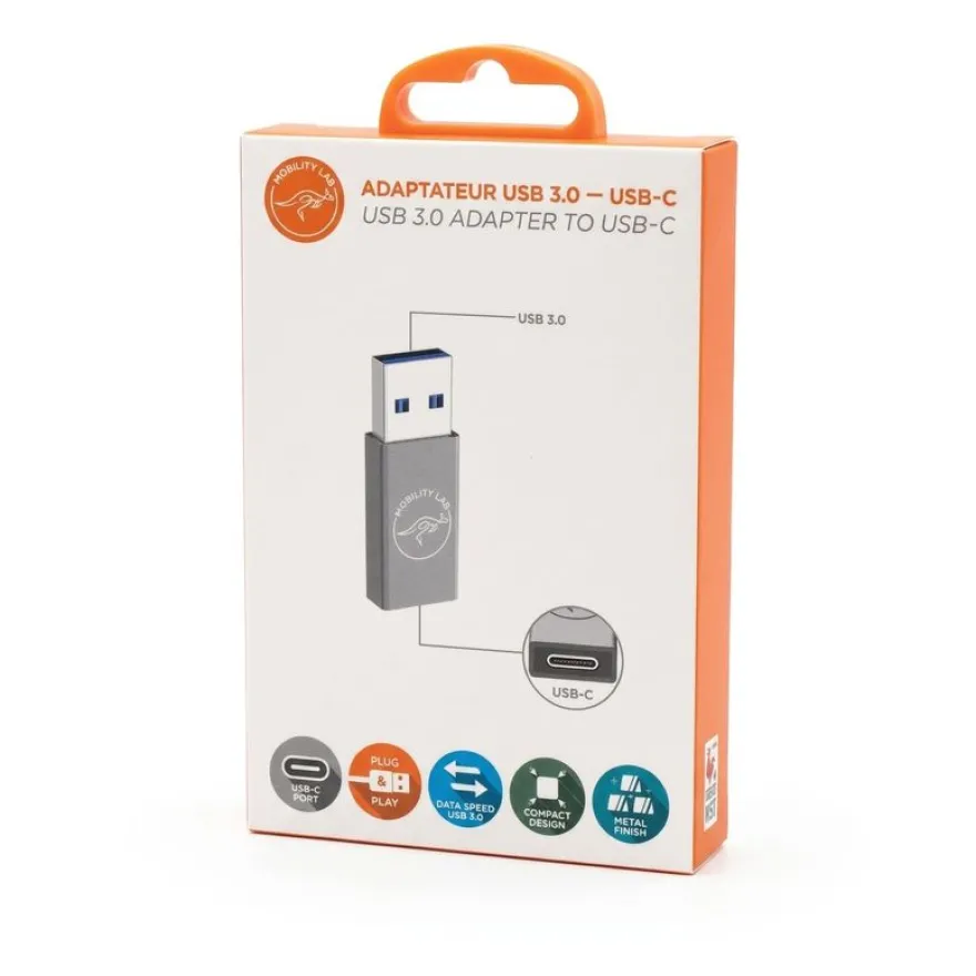 Mobility Lab - Adaptateur USB-C vers USB 3.0 - gris