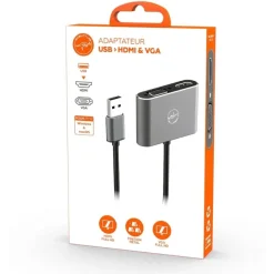 Mobility Lab - Adaptateur USB vers HDMI/VGA - gris