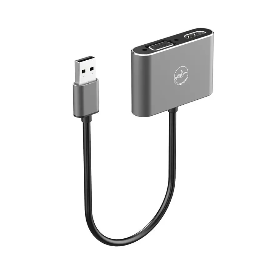 Mobility Lab - Adaptateur USB vers HDMI/VGA - gris