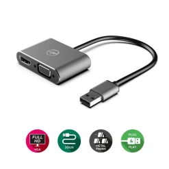 Mobility Lab - Adaptateur USB vers HDMI/VGA - gris
