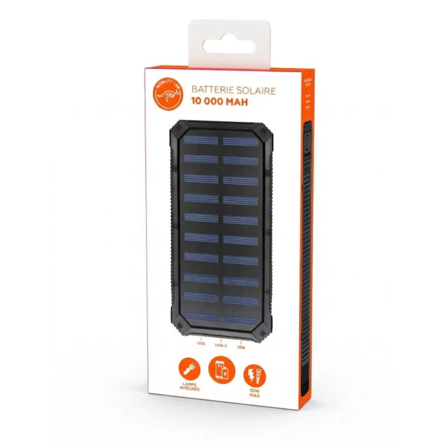 Mobility Lab - Batterie externe solaire - 10000 Mah - noir
