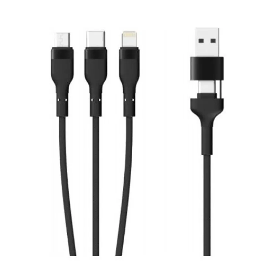 Mobility Lab - Câble 3 en 1 - USB A vers micro USB, USB C & Lightning - 50 cm - noir