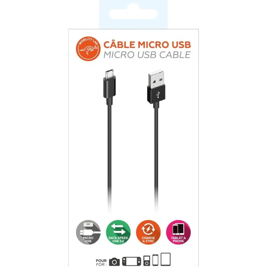Mobility Lab - Câble micro-USB vers USB-A - 1m - noir