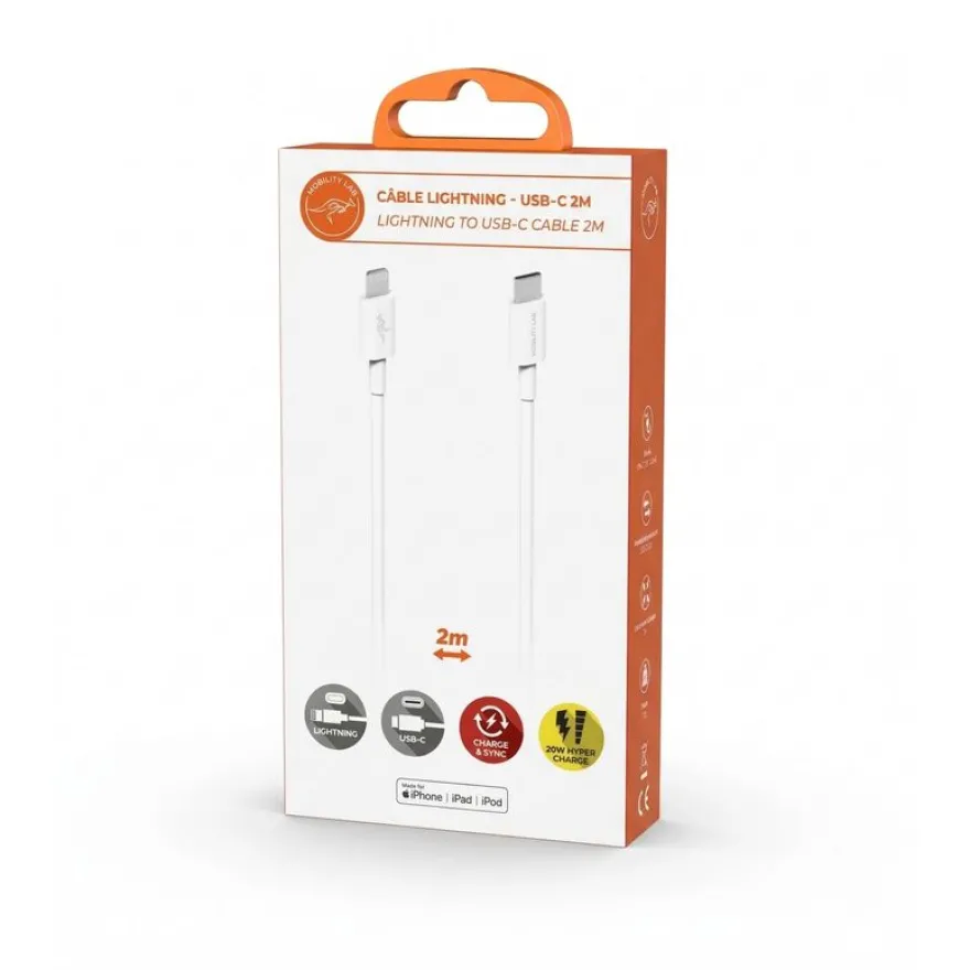 Mobility Lab - Câble USB-C vers lightning - 2m - blanc