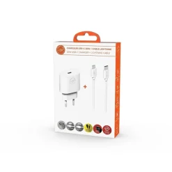 Mobility Lab - Chargeur + câble USB-C vers lightning - 2m - blanc