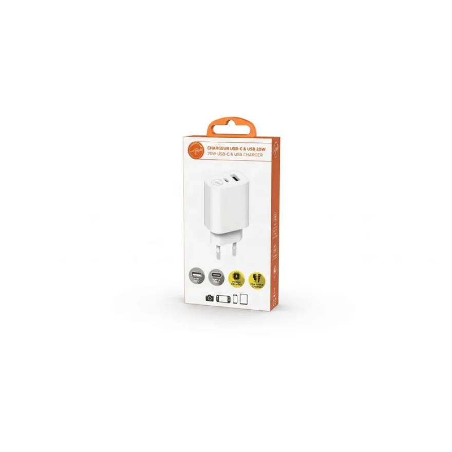 Mobility Lab - Chargeur USB-C 20W + USB 18W - blanc