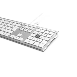 Mobility Lab - Clavier filaire DESIGN pour Mac + 2 HUB USB intégré - Azerty - blanc argenté